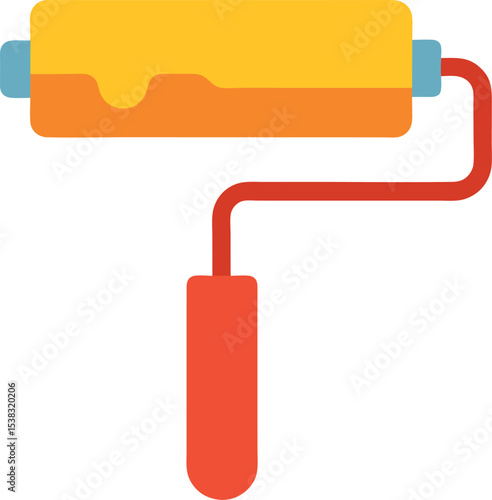 Paint Roller Tool for Wall Painting Home Renovation and Decor Line Art Vector illustration