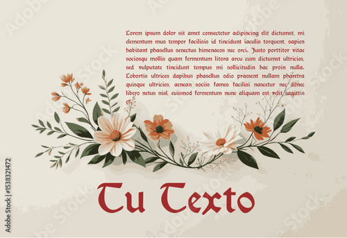 Invitacion , cabecera, presentacion tipo floral , personalizable