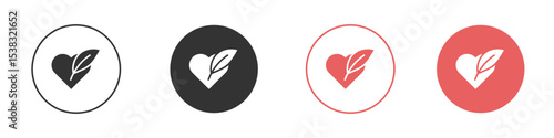 Leaf heart icon simple flat graphic illustration.