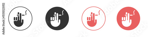 Hand holding cigarette icon simple flat graphic illustration.