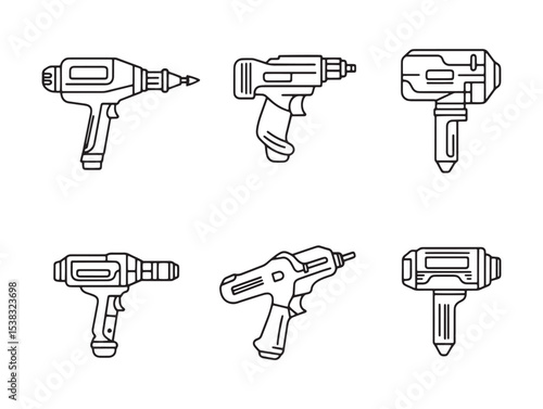 Pneumatic Drill Handheld Machinery Equipment Line Drawing