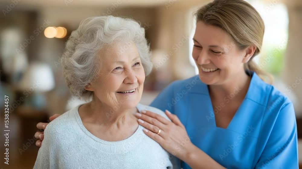 Caring Nurse Assisting Senior Woman in Nursing Home Caring Nurse Assisting Senior Woman in Nursing Home