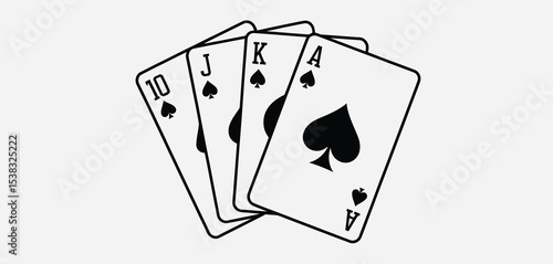 Four Spades Playing Cards Ace King Jack Ten Illustration