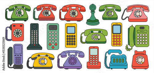 Collection of Vintage and Retro Telephones and Cordless Phones