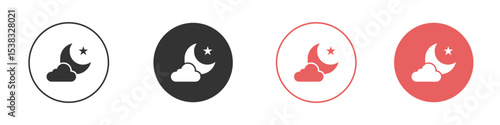Cloud moon icon simple flat graphic illustration.
