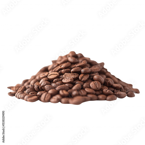 Wallpaper Mural A close-up view of a mound of roasted coffee beans on a white isolated background, showcasing the rich color and texture of the beans. Torontodigital.ca