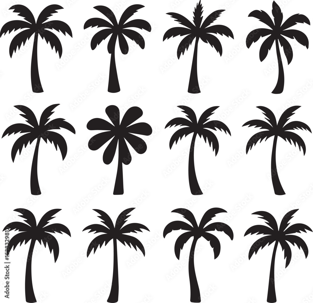 Obraz premium Palm Tree Silhouette Vector Collection