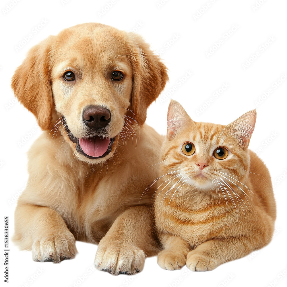 Fototapeta premium Dog and cat together pet on transparent background