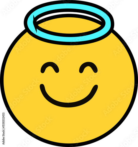 천사 얼굴 표정 동그라미 라인 드로잉 이모티콘(face emoticon line drawing sticker)