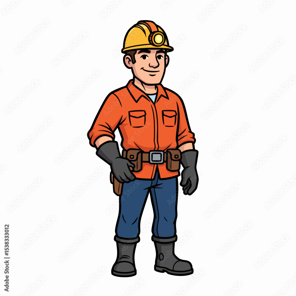 Smiling Male Miner Construction Worker with Hardhat Smiling Male Miner Construction Worker with Hardhat