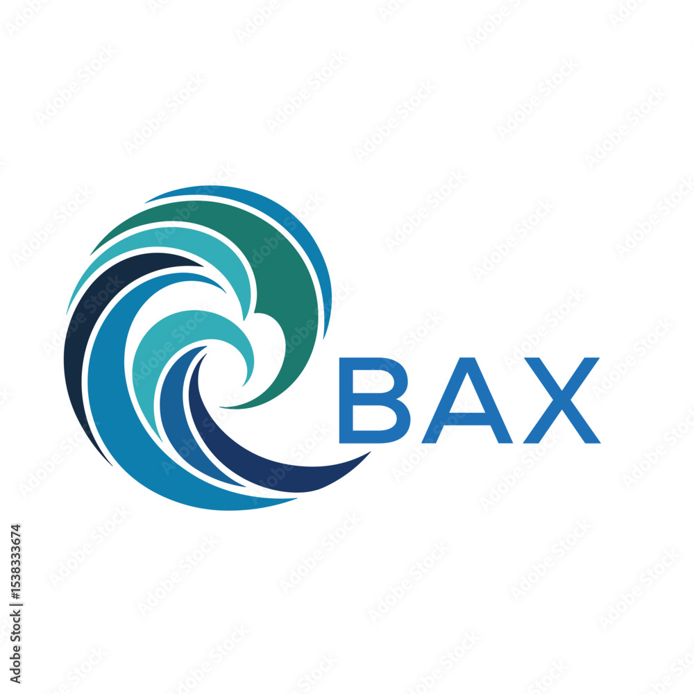 Naklejka premium BAX Modern Wave -Inspired Abstract Logo Design BAX Later Logo, with BAX Text on White Background
