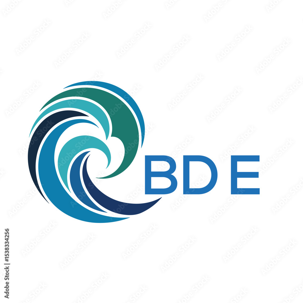 Fototapeta premium BDE Modern Wave -Inspired Abstract Logo Design BDE Later Logo, with BDE Text on White Background