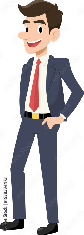 Confident Businessman: An elegantly illustrated businessman, confidently poised, epitomizes professional success, wearing a distinguished suit, radiating competence and determination. Confident Businessman: An elegantly illustrated businessman, confidently poised, epitomizes professional success, wearing a distinguished suit, radiating competence and determination.
