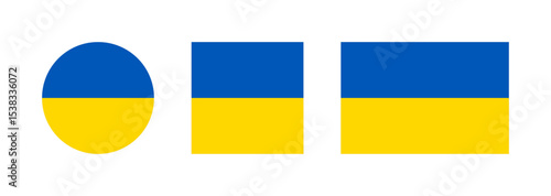 
Ukraine flag PNG vector. Ukraine square and round icon isolated on transparent PNG background. Ukraine flag icon.