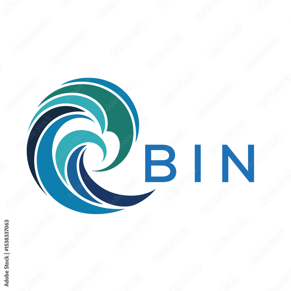 Fototapeta premium BIN Modern Wave -Inspired Abstract Logo Design BIN Later Logo, with BAA Text on White Background 