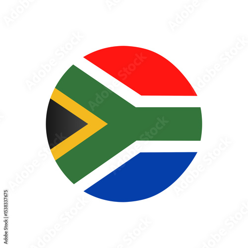 south africa round flag, vector isolated on transparent background	