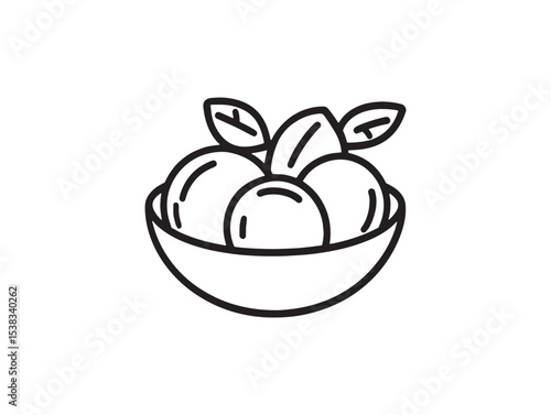 Sweet Peach Cobbler Fresh Baked Dessert Line Art Vector