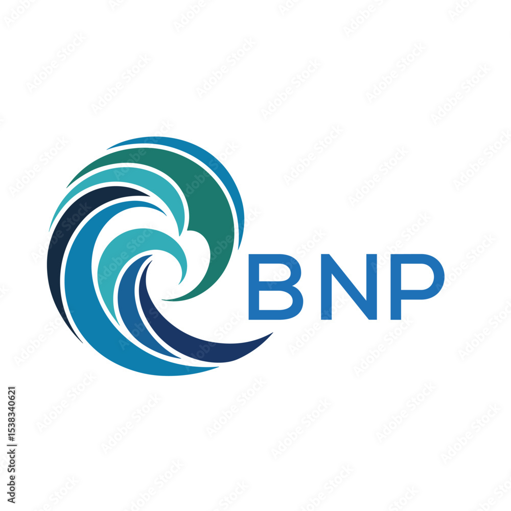 Obraz premium BNP Modern Wave -Inspired Abstract Logo Design BNP Later Logo, with BAA Text on White Background 