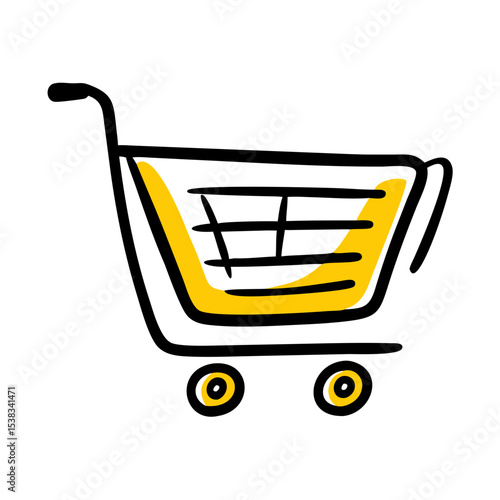 Shopping cart on transparent background for web and graphic design