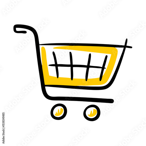 Shopping cart on transparent background for web and graphic design