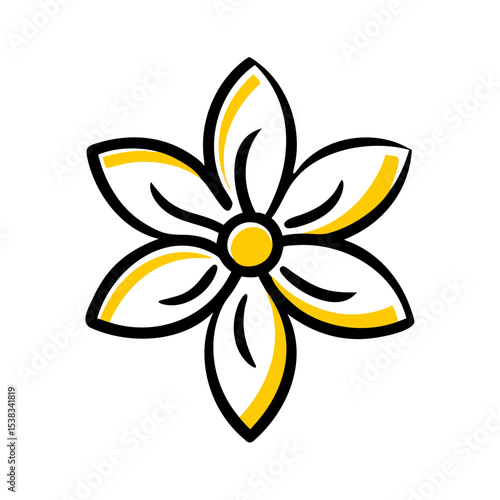 Small flower with ringed center icon on transparent background for web and graphic design