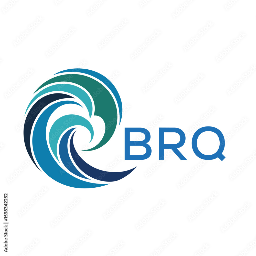 Naklejka premium BRQ Modern Wave -Inspired Abstract Logo Design BRQ Later Logo, with BRQ Text on White Background 