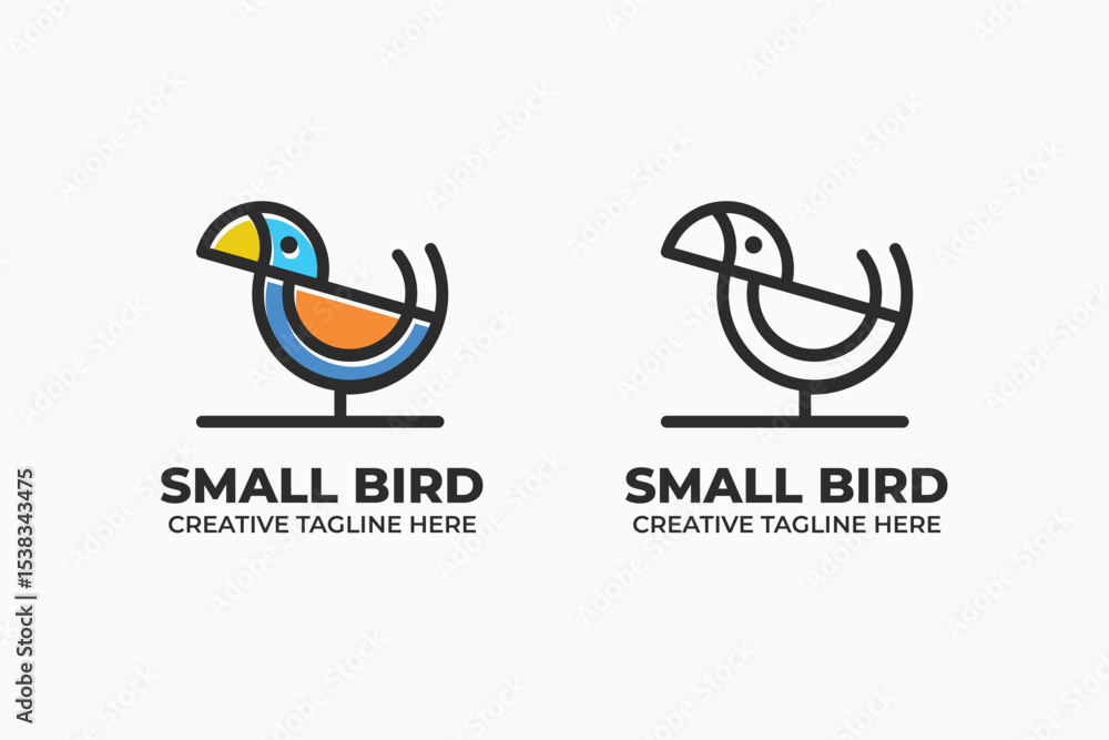 Obraz premium Cartoon bird vector illustration with love heart symbol