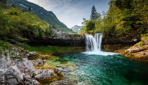 the virje waterfall in bovec slovenia
