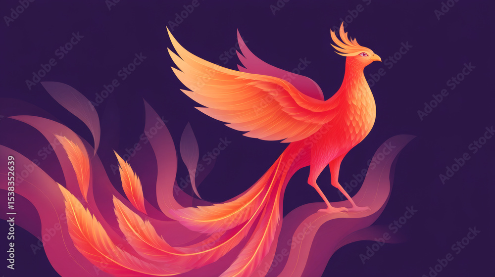 Fototapeta premium Fire Phoenix Illustration