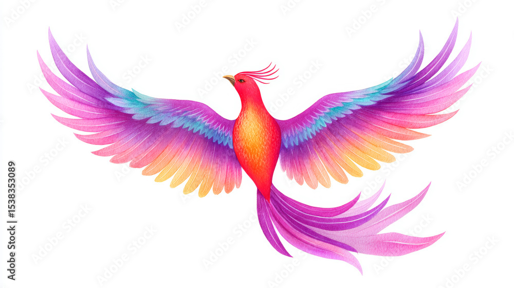 Fototapeta premium Phoenix spreads its wings and flies