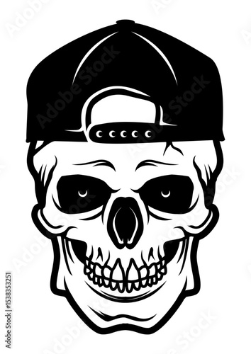 Skull wearing cap