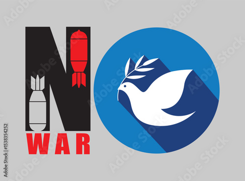 No war.Flying dove with a white twig. Dove Of Peace. Vector illustration.