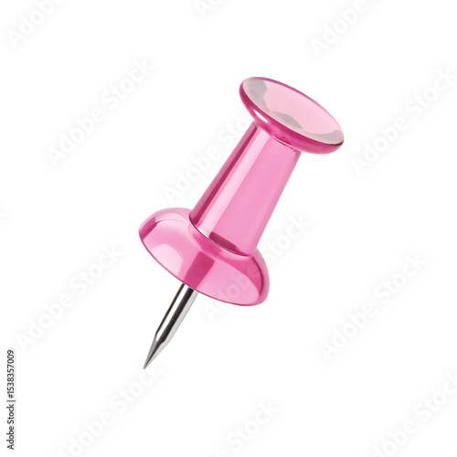 Pink push pin isolated on a white background png ai generated