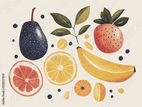 summer fruit theme in minimalism