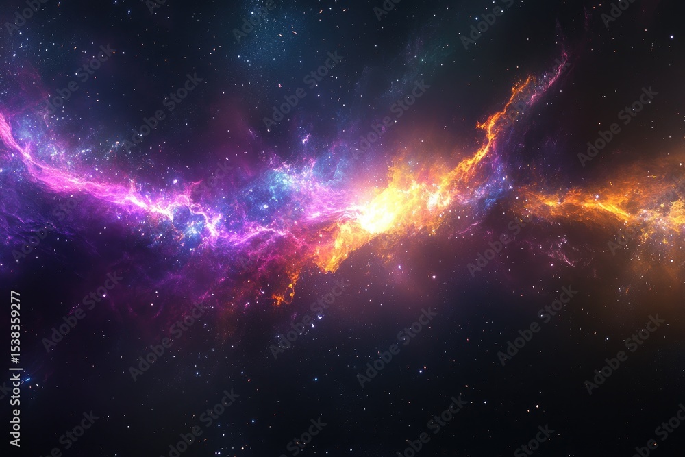 Fototapeta premium A vibrant cosmic nebula, showcasing swirling colors and stellar dust.