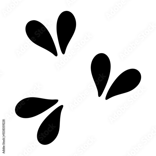 Stylized composition of teardrop shaped elements in black and white design