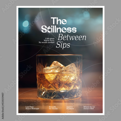 Whiskey glass with ice Poster Design