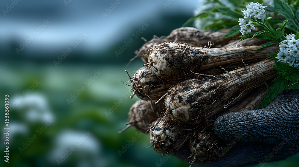 Fototapeta premium Freshly Harvested Organic Root Vegetables Closeup