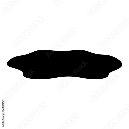 Isolated puddle of black liquid against a white background with smooth edges