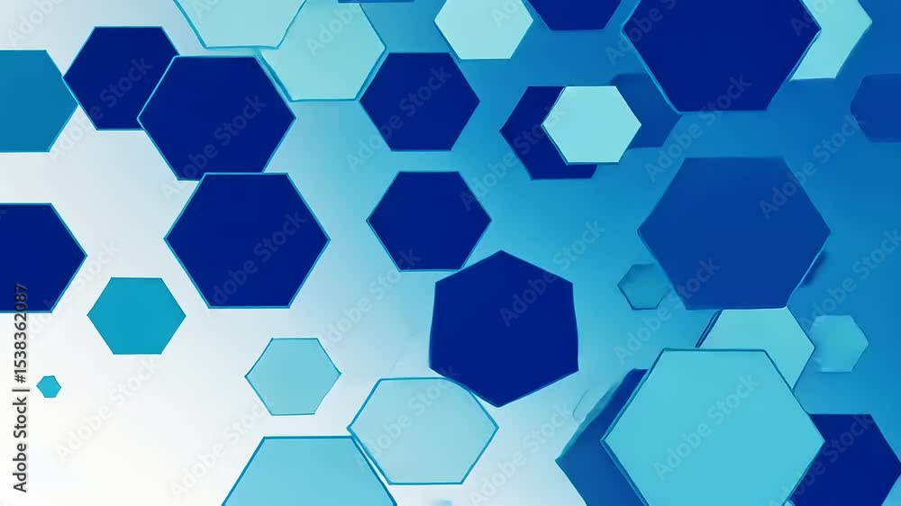 Abstract geometric pattern of blue and teal hexagons on a gradient background, suitable for design