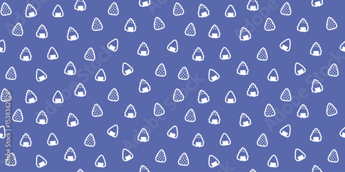 Seamless pattern with onigiri on purple background for decorative print, wrapping paper, menu, wallpaper and fabric