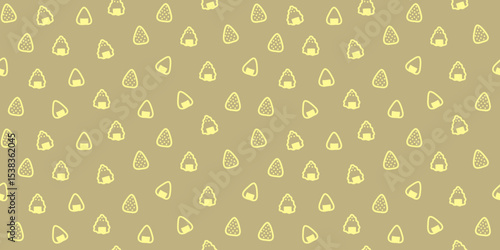 Seamless pattern with onigiri on brown background for decorative print, wrapping paper, menu, wallpaper and fabric