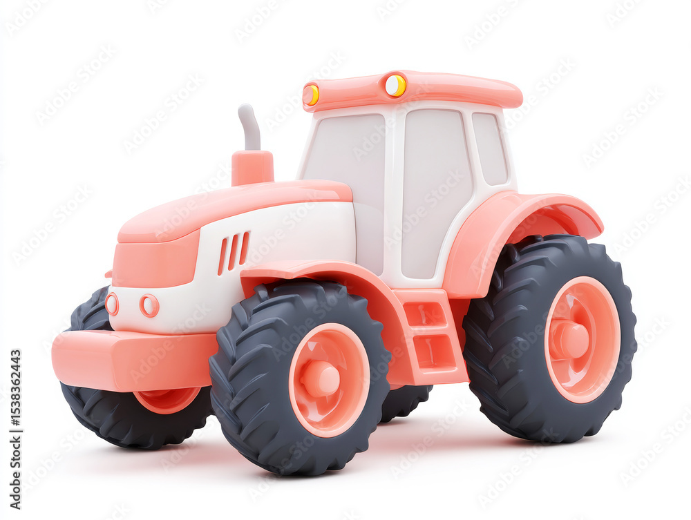 Obraz premium Pink cartoon tractor