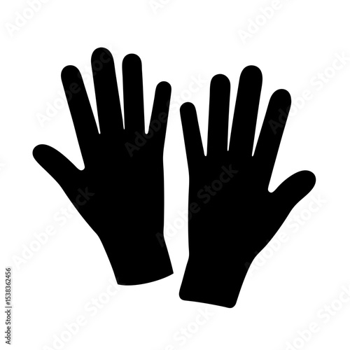 Two black glove shapes, representing protection or cleanliness, on white backdrop