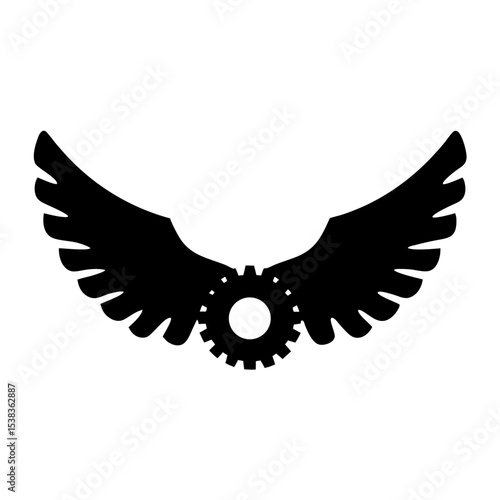 Abstract Mechanical Wings Logo Concept Depicting Flight and Engineering Prowess