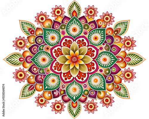 Decorative Floral Rangoli Transparent Background