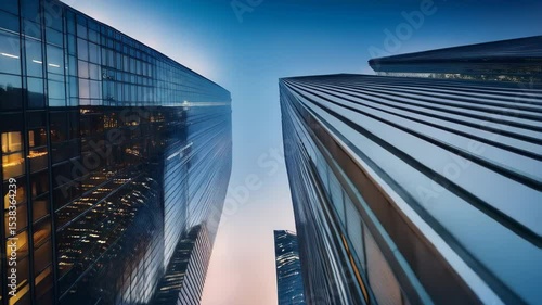 Modern Urban Architecture with Reflective Glass and Blue Sky