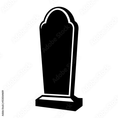 A solemn monochrome image of a tombstone standing in silent memory