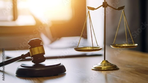 Justice and Law: Symbolism of Scales and Gavel in Legal Proceedings Depiction