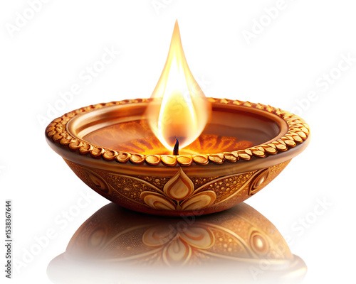Diya with Glowing Flame Transparent